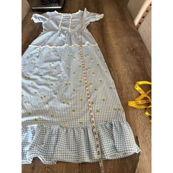 vintage 80s gingham plaid short sleeve maxi dress‎ - Picture 7 of 8